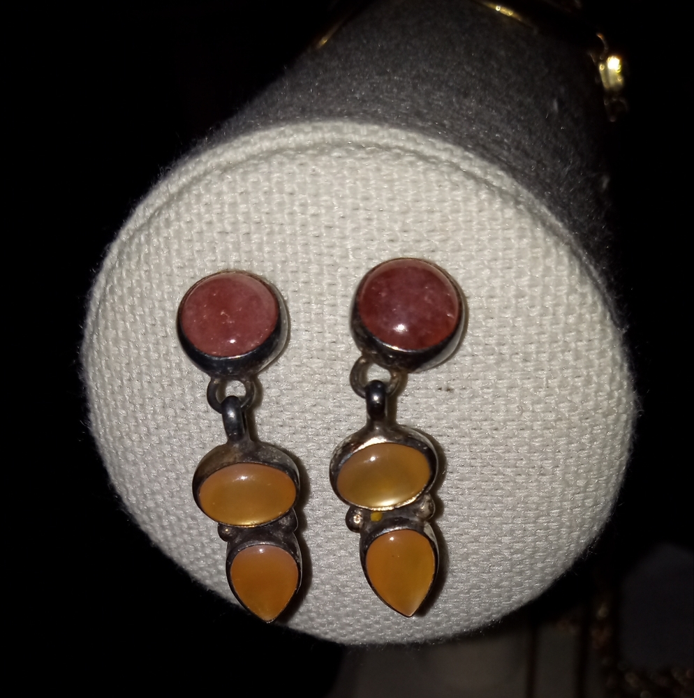 Gorgeous Mid Century Sterling Silver Geneva J. A. Drop earrings.. Really beautif